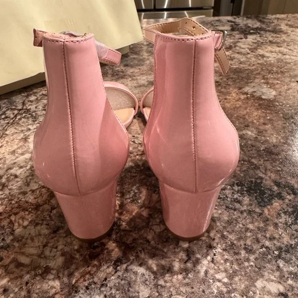 Adams Pink Ankle Strap Block Heels - Picture 4 of 6